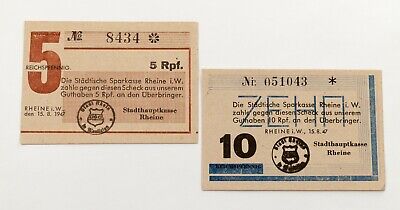 1947 Allemagne 5 Pfennig & 10 Billets Lot. Uncirculated. État Économies Banque 2