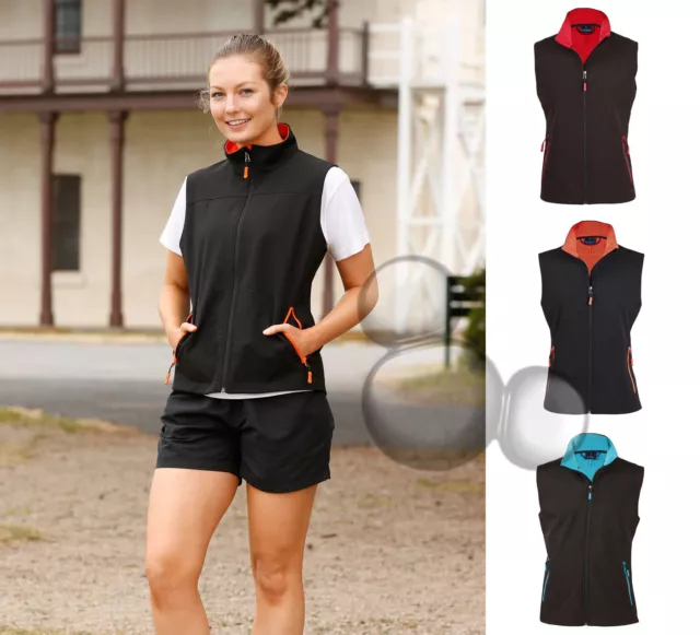 Ladies Softshell Vest Size 8 10 12 14 16 18 Black Cyan Orange Red Rosewall