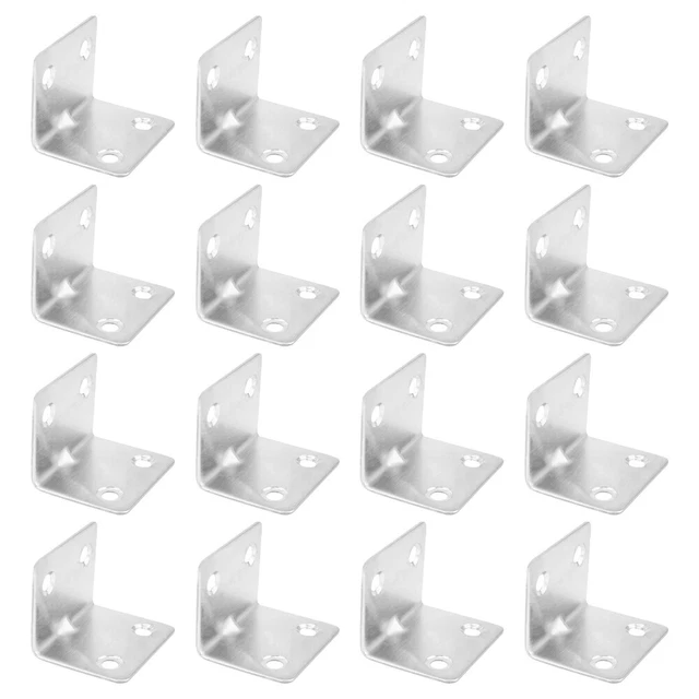 Soporte de estante de metal en ángulo recto plata acero inoxidable