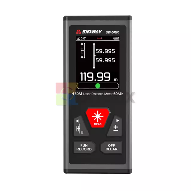 SNDWAY LCD Digital Laser Distance Meter Rangefinder Range Finder Inclinometer