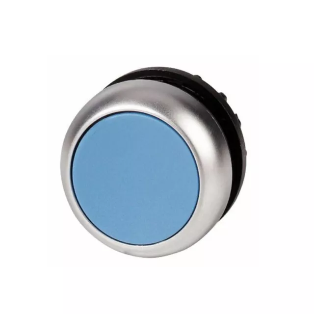 EATON M22-D-B Pushbutton 22.5mm Flush Mounted Blue Actuator Silver Bezel ✦KD