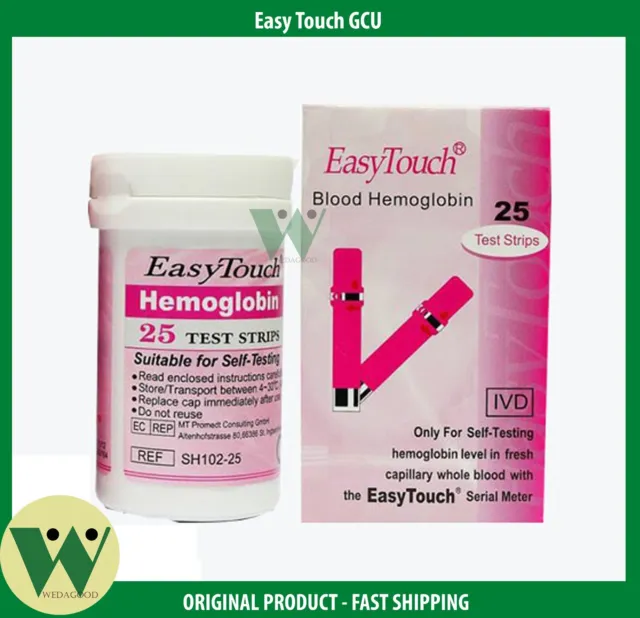 1 Box @ 25 Strips-Easy Touch  Blood Hemoglobin Level Test Strips