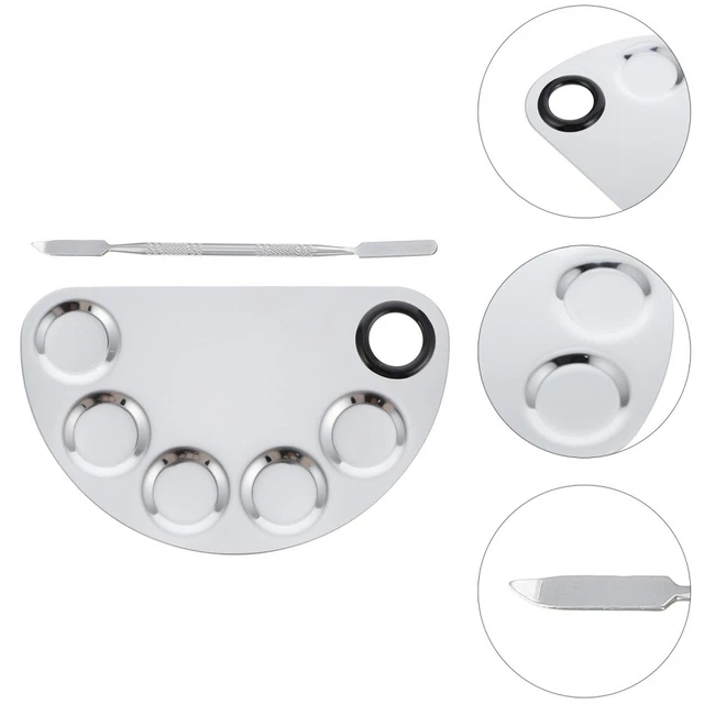 2 Sets/4pcs Nail Art Mixing Palettes Stainless Steel Makeup