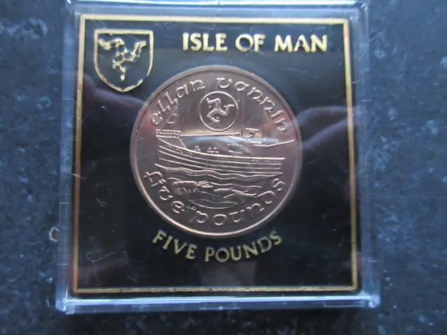 1991 Isle of Man 5 Pound Coin in Case