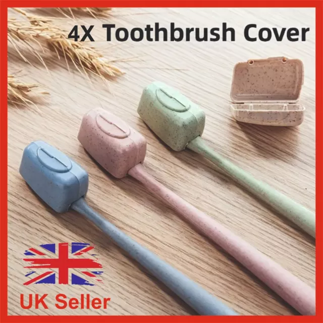 4x Toothbrush Head Covers - Portable Travel Caps for Camping - UK Seller