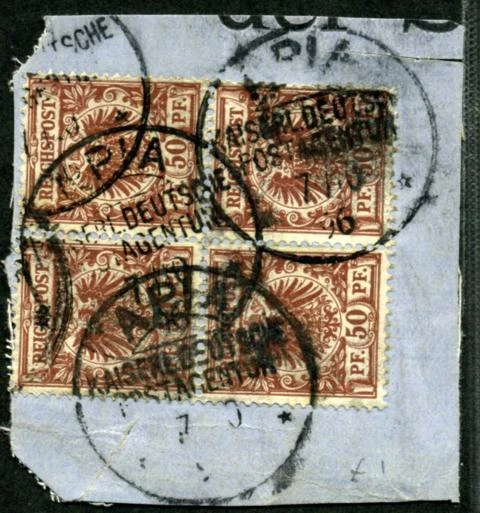 Samoa V 50 d  Viererblock  Briefstück  Apia  1896