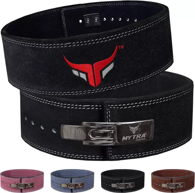 Mytra Fusion Leather Weight Lifting Lever Belt for Power Lifting Back Dead Lift