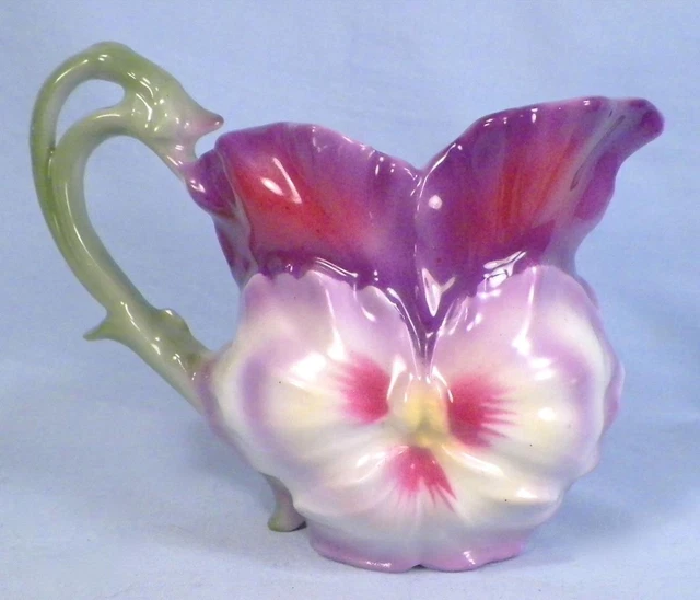 Royal Bayreuth Pansy Creamer Figural Porcelain Antique Cream Pitcher Excellent