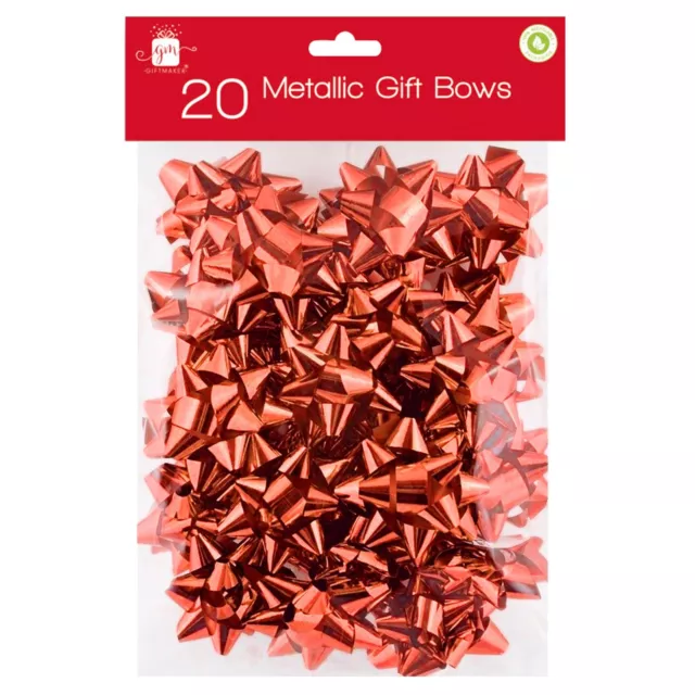 Noël Cadeau Emballage 20 Paquet De Adhésif Feuille Noeuds - Rouge