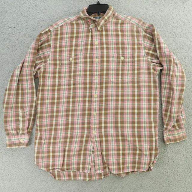 Ralph Lauren Polo Mens Shirt Large Pink Brown Plaid Flannel Long Sleeve Emmons