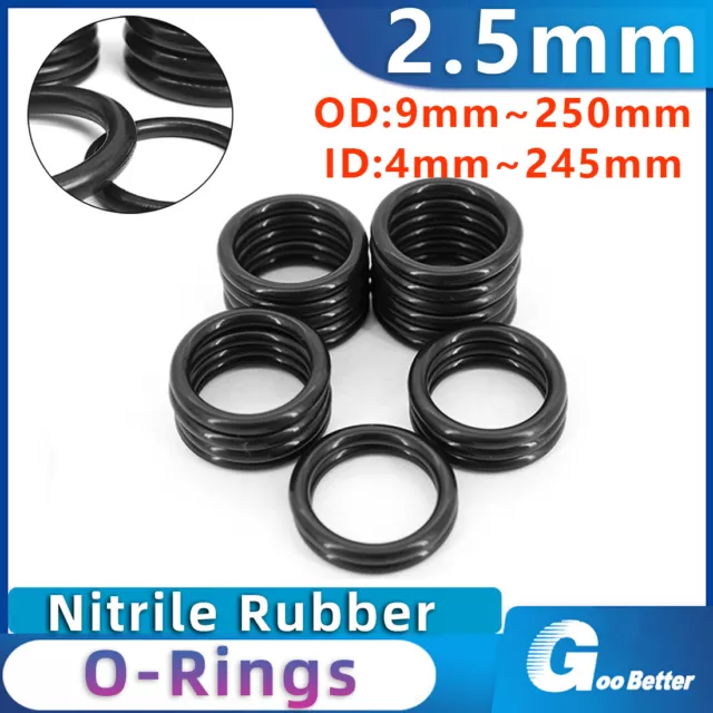 9mm-250mm OD Metric Nitrile Rubber O Ring 2.5mm Cross Section O-Rings Oil Seals