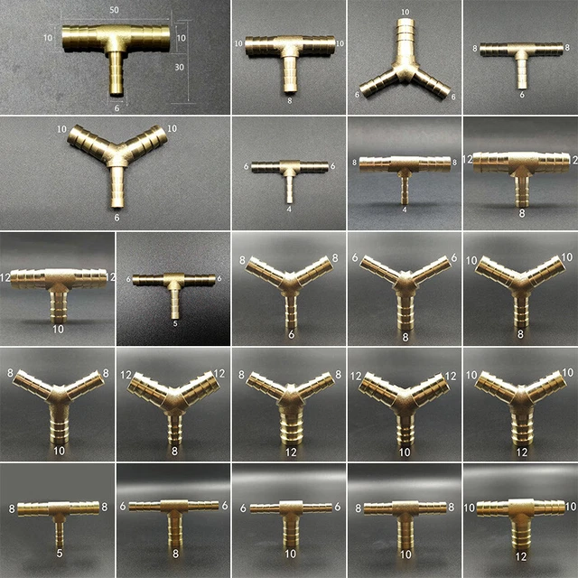 T-piece Y-Piece Reducing Barb Hose Joiner Tee Barbed Splicer Connector Brass NEW