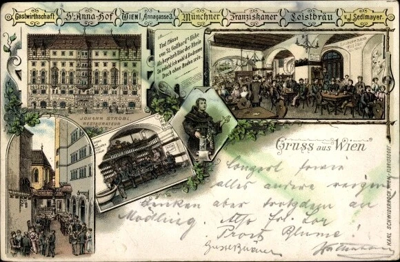 Litho Wien 1. Innere Stadt Österreich, Gastwirtschaft St. Anna... - 10680209