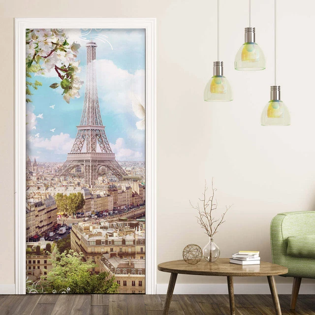 Decorazione adesiva Porta Vista torre Eiffel sticker lavabile pvc varie misure