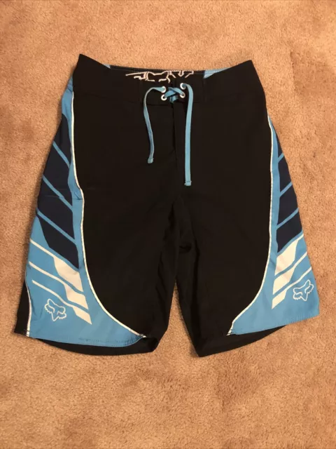 Men’s Size 30 Fox Black / Blue Boardshorts. Inseam 11.5”