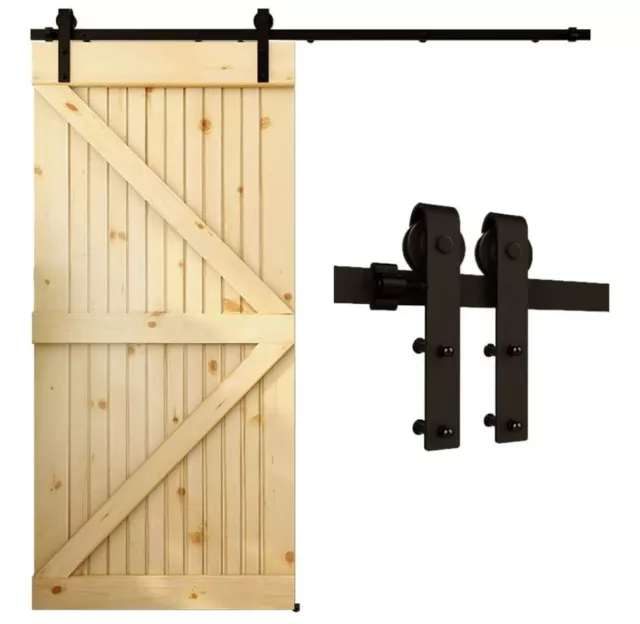 Unbranded 6.6Ft or 6Ft Sliding Barn Door Hardware Kit black, Smooth and Silent