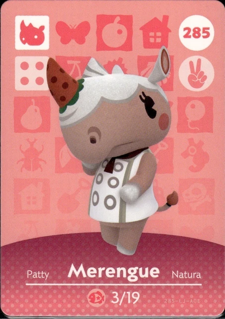 Merengue #285 Animal Crossing Amiibo Card – Series 3, Authentic Nintendo, Never Scanned