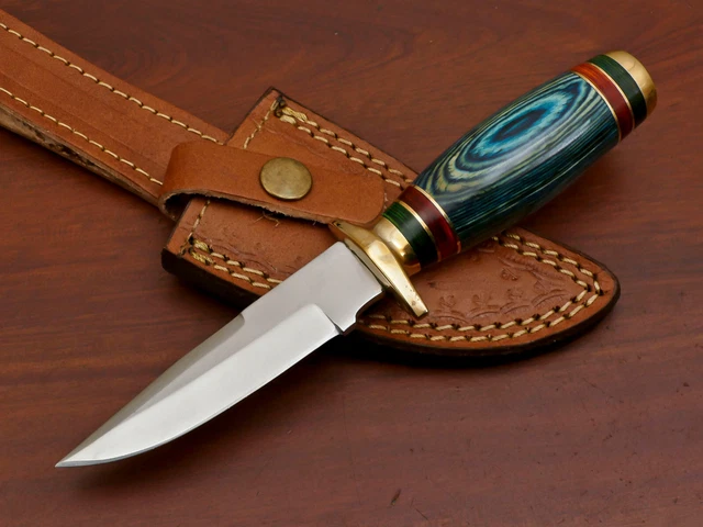 Custom Hand Made D2 Blade Steel Hunting Knife- Pakka Wood  - Za-3355