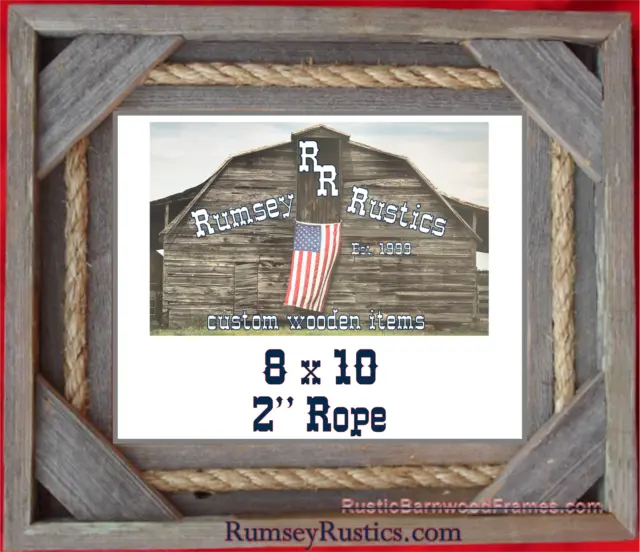8x10" Rope rustic primitive barnwood barn wood picture frame weathered upcycled