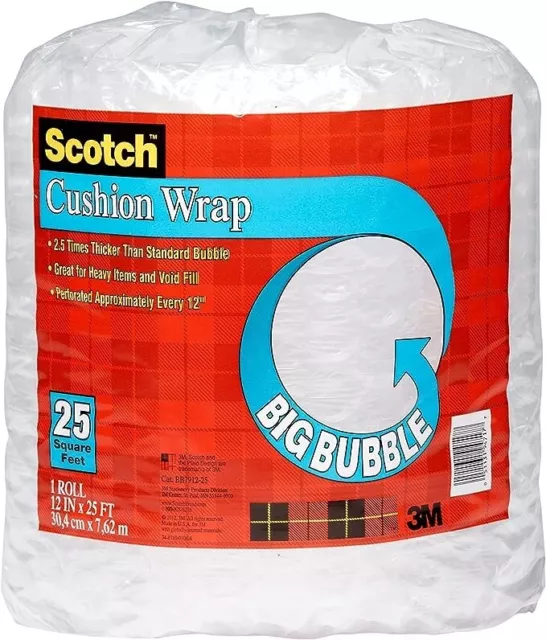 Scotch Big Bubble Cushion Wrap, 12 in x 25 ft., 1 Roll/Pack