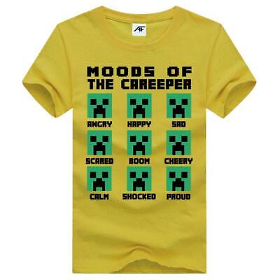 Mens Minecraft Moods of The Careeper Print T Shirt Kids Cotton Casual Top Tees
