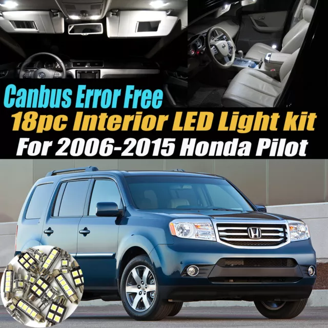 18Pc Canbus Error Free Interior LED White Light Kit for 2006-2015 Honda Pilot