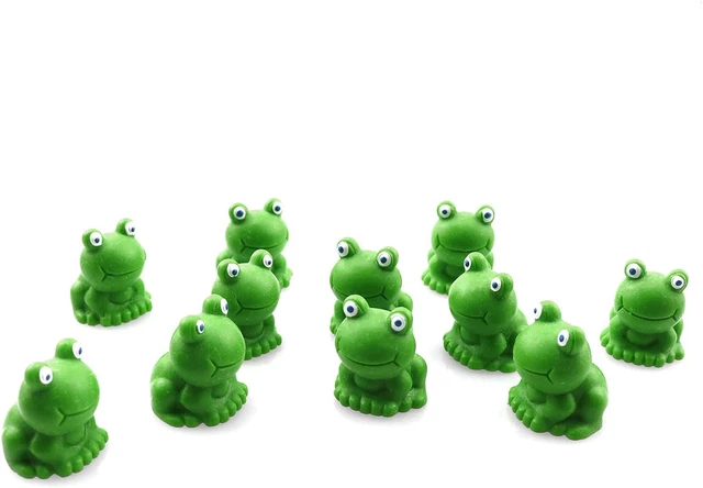 Mini Frog 20 Piezas Resina Figuras de Miniatura Froga Verde Con Ojos Azules Para