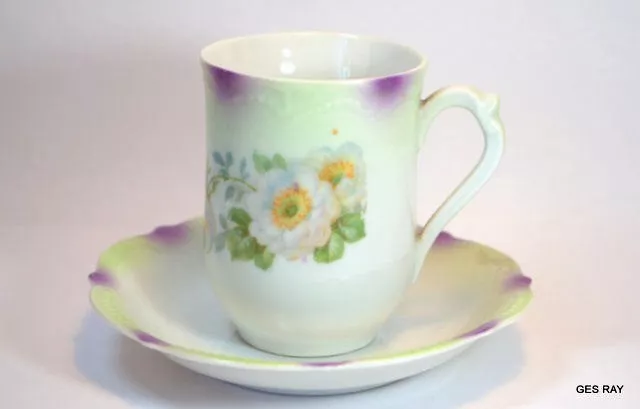 Antique Koenigszelt Silesia Coffee Cup Saucer Germany Fine China Porcelain 1920s