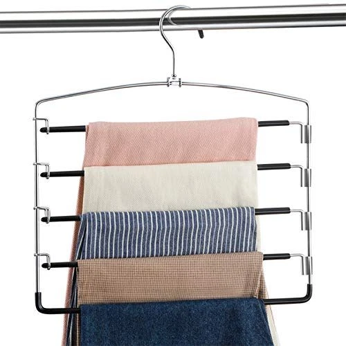 Pants Hangers Non Slip 3 Pack Space Saving 3pcak, Black-3