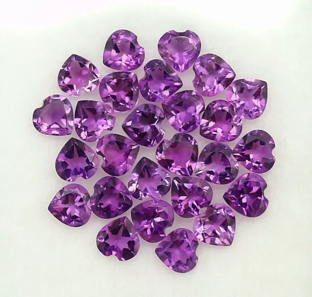 Natural Purple Amethyst Heart Faceted Cut Loose Gemstone Lot Aaa Quality