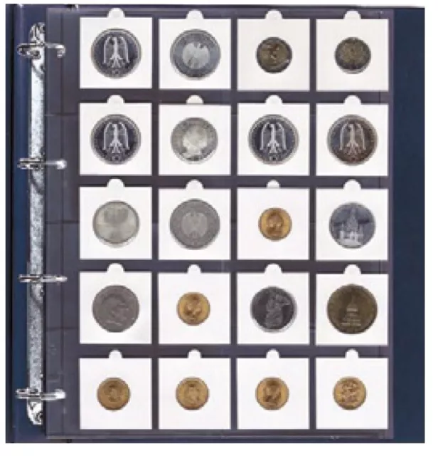 Feuilles pièces A4 20 X 50x50 MM etuis numismatiques Safe 433 Compact 5 X Paquet 2