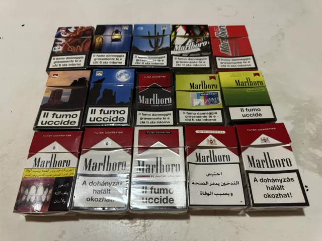 Lotto Pacchetti Di Sigarette Vuoti  Marlboro Da Collezione Vintage 15 Pezzi