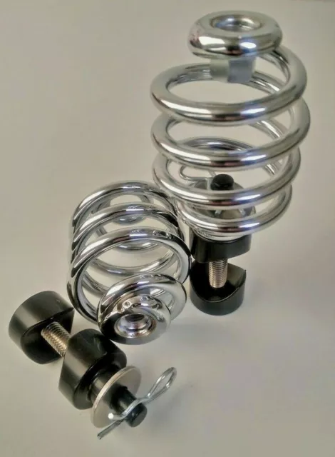 Solo Seat 3" Easy Fit Chrome Springs 7/8" Bolt on Mounts Harley Bobber Chopper