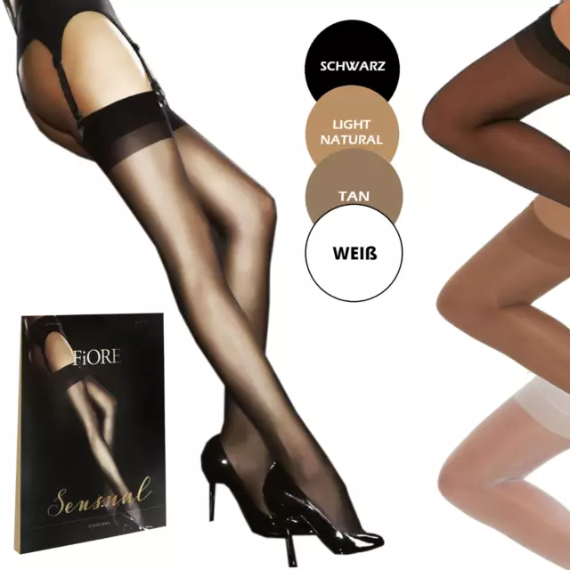 FIORE JUSTINE Strapsstrümpfe Stockings 20 DEN flache Nähte Sexy Strapse S-3XL