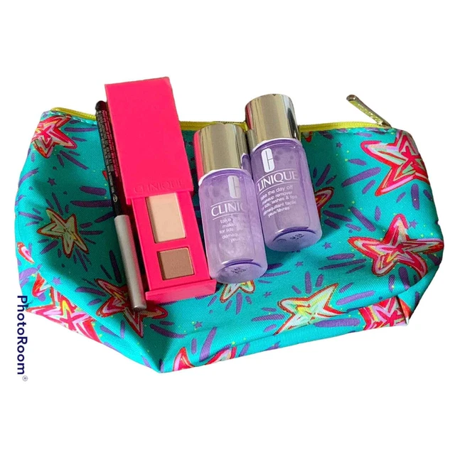 Conjunto de removedor de maquillaje delineador de sombras de ojos Clinique azul estrella de mar 5 piezas nuevo