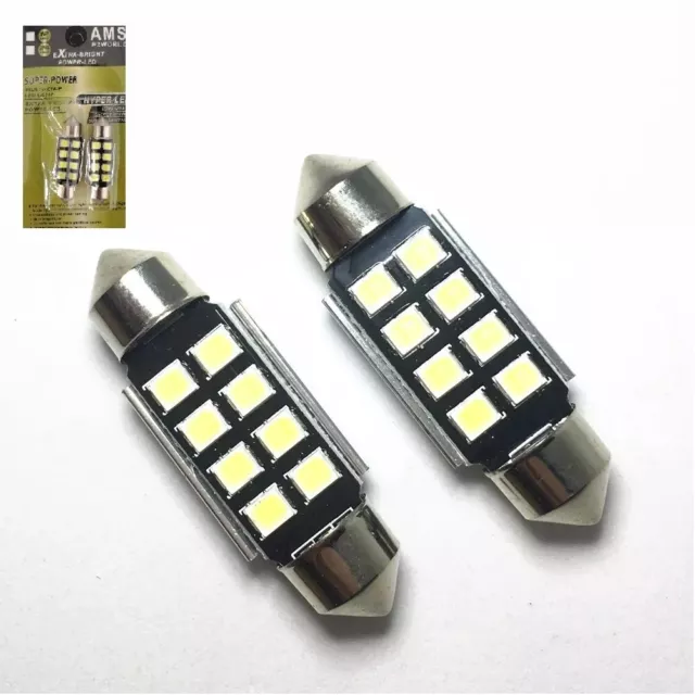 Blister de 2 Ampoules à LED 8 SMD 31 mm 12V Blanc Éclairage du Coffre Plafonnier