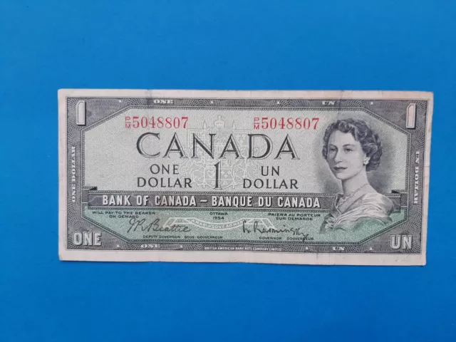 1 x 1 Dollar Kanada / Geldschein Banknote von 1954 *