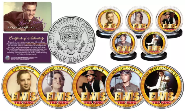 ELVIS PRESLEY *Life & Times * JFK Half Dollar U.S 5-Coin Set OFFICIALLY LICENSED