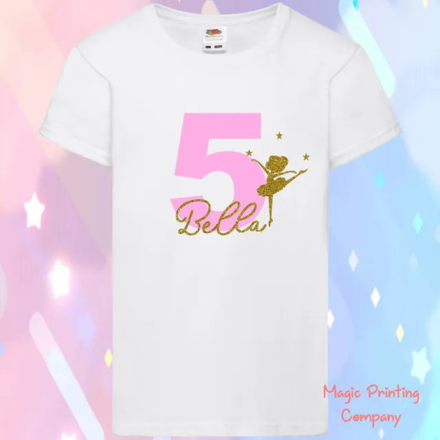 ANY NAME BALLERINA Birthday TSHIRT 1st 2nd 3rd 4th 5th OUTFIT TOP Girls Dress UK