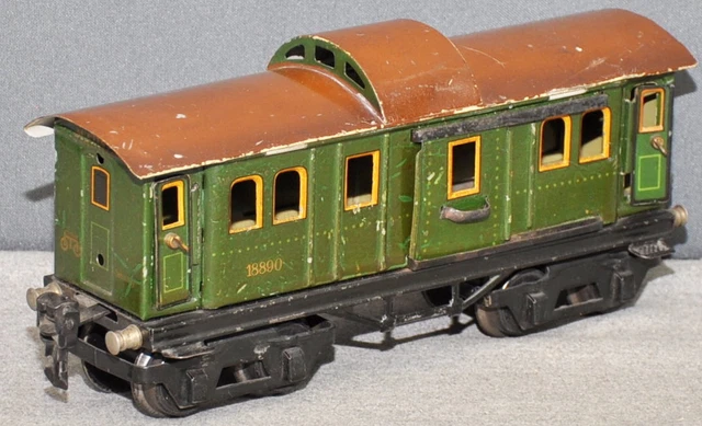 Märklin 1889 Gepäckwagen  4-achsig  L=21,5 cm  grün  von 1929__Spur 0