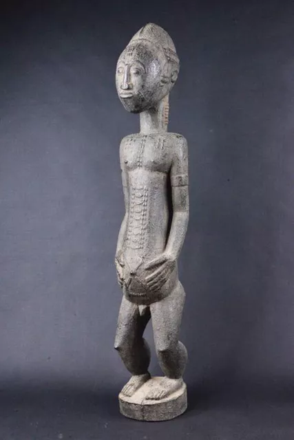 AFRICAN Art/Statue - Large Baoulé Statue of Leader - Wood - Côte d'Ivoire
