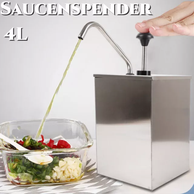 4L Einköpfe Edelstahl Dispenser Ketchup Senf Spender Saucenspender Dosierspender