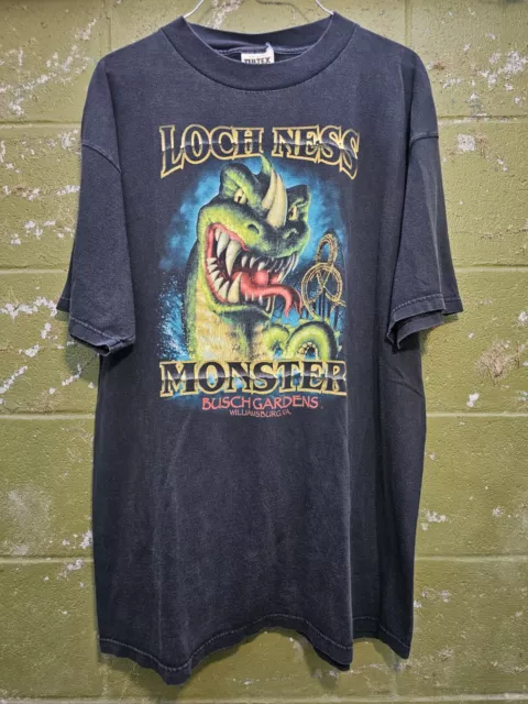 VINTAGE 90S LOCH Ness Monster Roller Coaster Busch Gardens VA T-shirt ...