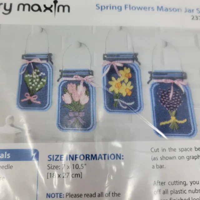 Mary Maxim Plastic Canvas Kit Spring Flowers Mason Jar set Floral ornaments