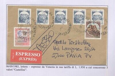 CIB_012 STORIA POSTALE CASTELLI IN BOBINA ESPRESSO 1985 