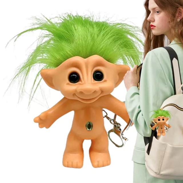 Troll Doll Keychain Good Luck Troll Dolls Key Holder Crazy Colour Hair Figurine 3