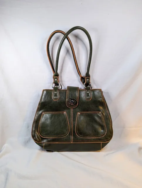 Minicci Purse Vegan Leather Forest Green Shoulder Handbag Faux Leather Satchel
