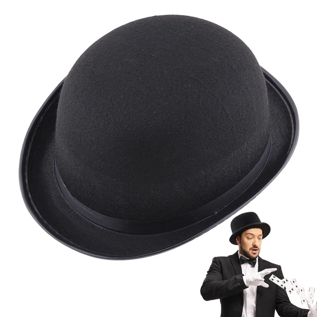 MENS BOWLER DERBY Hat Felt Black Charlie Chaplin 50s 60s Party Adult