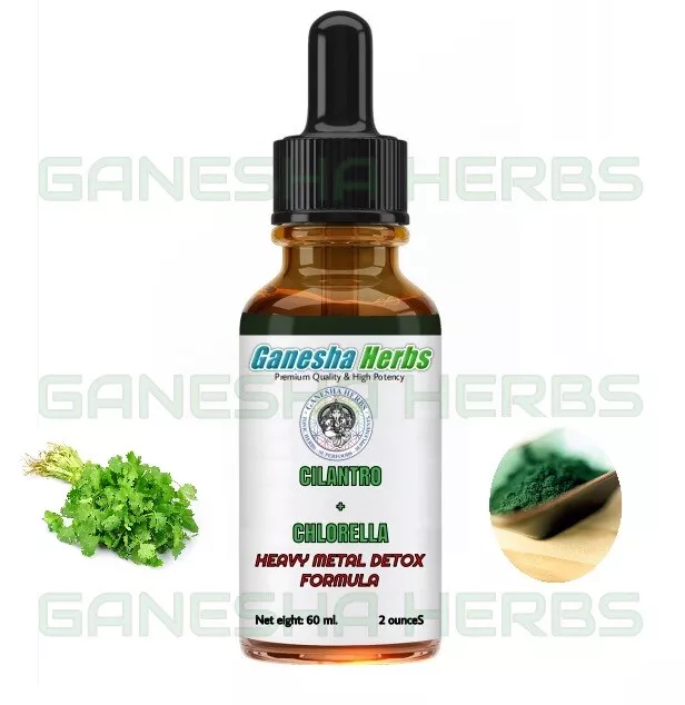 Heavy Metal Detox Formula - Cilantro + Chlorella Liquid Tincture 2 Oz. Chelation