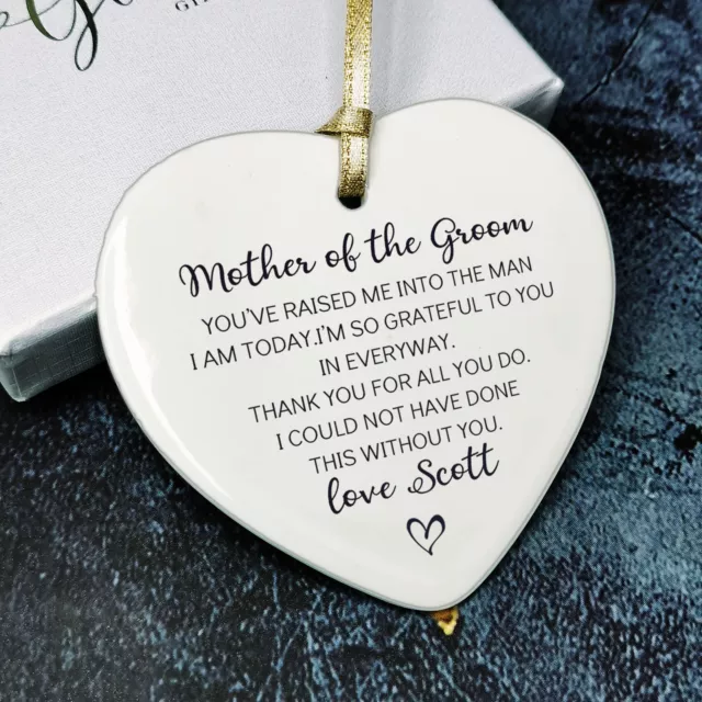 Mother / Father of the Groom Gifts Wedding Day Keepsake Thank You Mum Dad Plaque